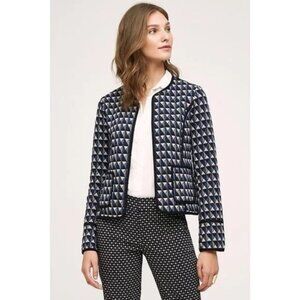 Anthropologie Hei Hei Womens Geometric Blue Vala Closure Quilted Jacket Size L